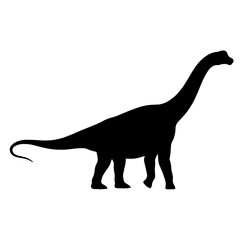 Black silhouette of a long neck dinosaur on white background 2. © Maulana