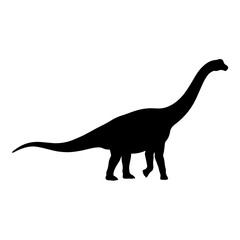 Black silhouette of a long neck dinosaur sauropod isolated on white background 1. © Maulana