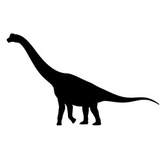 Black silhouette of a long neck dinosaur on white background. © Maulana