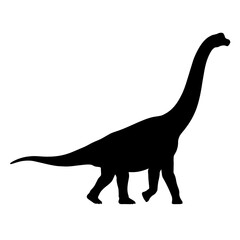 Black silhouette of a long neck dinosaur sauropod isolated on white background. © Maulana
