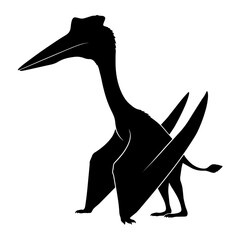 Black silhouette of a pterodactyl flying reptile dinosaur. © Maulana