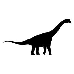 Silhouette of a Brachiosaurus Dinosaur Isolated on White Background. © Maulana