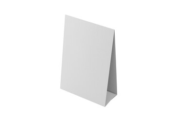 Fototapeta premium white blank 4x6 inch vertical standing paper table tent menu realistic mockup 3d render perspective view