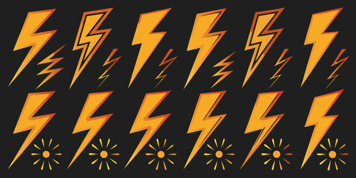 Orange Lightning Bolt Pattern On Black Background