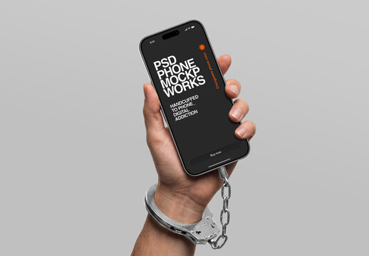 iPhone Mockup - Handcuffed to Phone, Digital Addiction