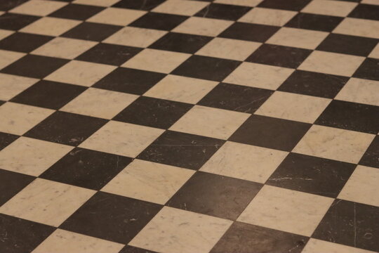 Black and white checker board floor