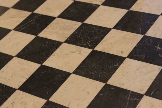 Black and white checker board floor