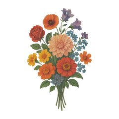 Obraz premium PNG Vibrant floral bouquet illustration