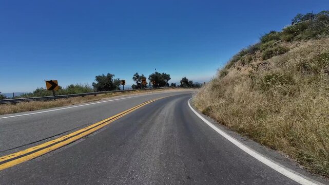 Palomar Mt Highway to the Stars Downhill Driving Plate High Elevation Front View 05 California USA