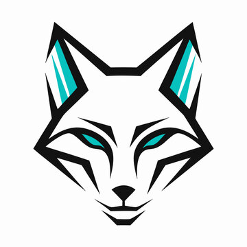 Geometric stylized fox head logo with turquoise accents