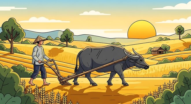 Farmer plowing field. (2)