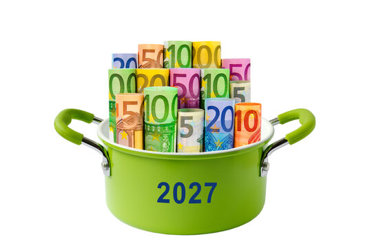 2027, Geld, Geldtopf, Eurobanknoten