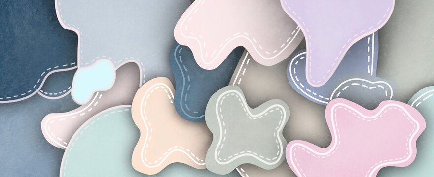 Abstract Pastel Paper Cut Background with Layered Organic Shapes