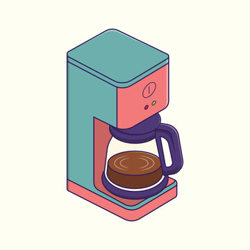 Coffee Maker Machine Flat Design Illustration