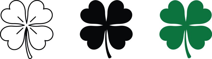 Fototapeta premium Leaf clover icon, lucky shamrock, Irish symbol, Saint Patricks celebration, green leaves, fortune, good luck, holiday decoration, botanical, emblem, nature.