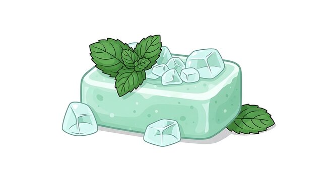 Fresh mint and ice menthol natural soap logo vector illustration