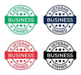 Obraz premium Veteran Owned Business Isolated Rubber Stamp, Sticker, Label with USA rounded Flag Vector Illustration, Editable Vector Eps 10 File. Multiple Color Badges. 
