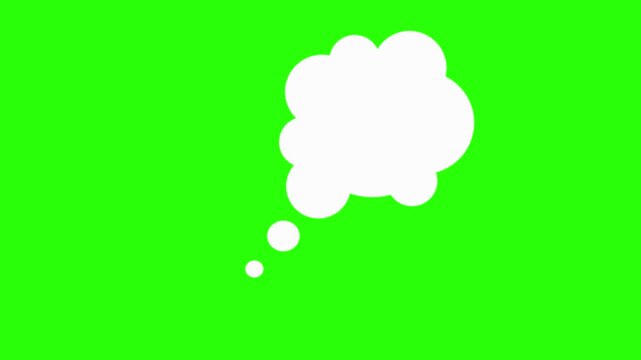 Thought Bubble Animation on Green Screen Background  Thinking Cloud Icon Animation with Chroma Key Background hd 4k video,