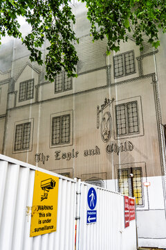 Renovation site of The Eagle and Child (est. 1650), famous literary pub frequented by the Inklings like C.S. Lewis and J.R.R. Tolkien, Oxford, England, UK.