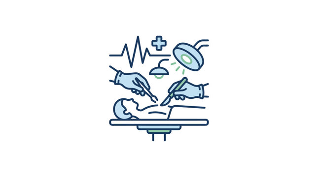 Surgical operation scene with medical tools and patient