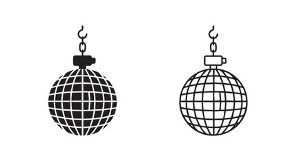 Obraz premium disco ball vector silhouette with line art pair icon featuring party, light, decoration