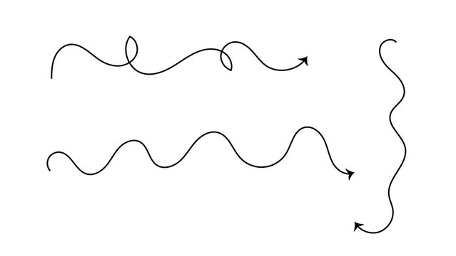 Hand drawn squiggly lines with arrows showing irregular paths and fluid movements