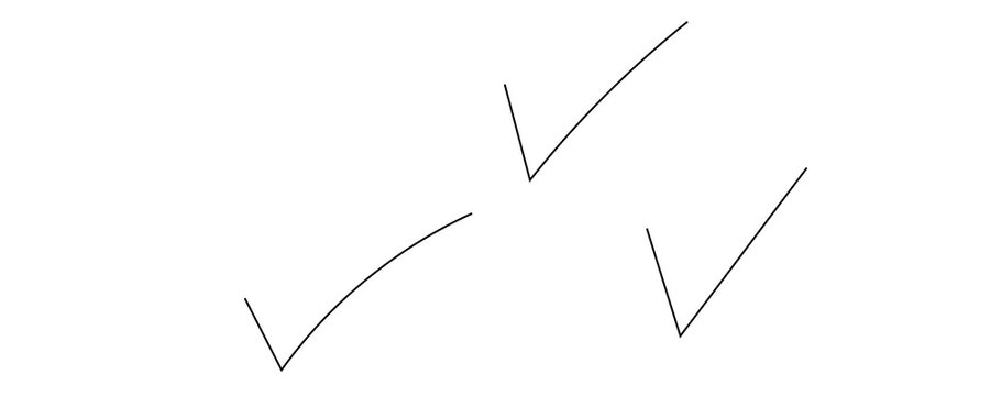 Three hand drawn checkmarks symbolizing completion and correctness on a simple white background