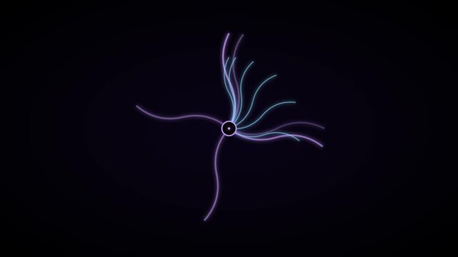 Neon glowing tentacles abstract motion animation 4k background, with pulsing light, lines