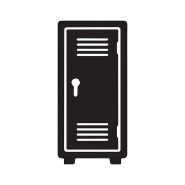 Industrial metal locker storage unit icon with locker room security furniture compartment personal