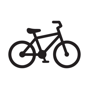 Simple black bicycle silhouette icon design with two wheeler transport exercise activity recreation