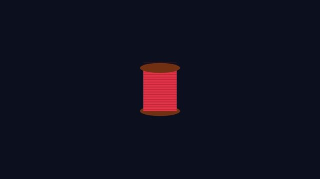 Red thread spool spinning animation for sewing and crafting projects 4k needlework
