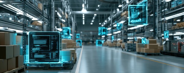 Fototapeta premium sensor powers business production automation manufacturing warehouse and process for commerce dashboards and efficiency