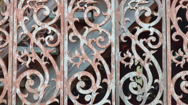 Vintage carved wood with decorative fretwork