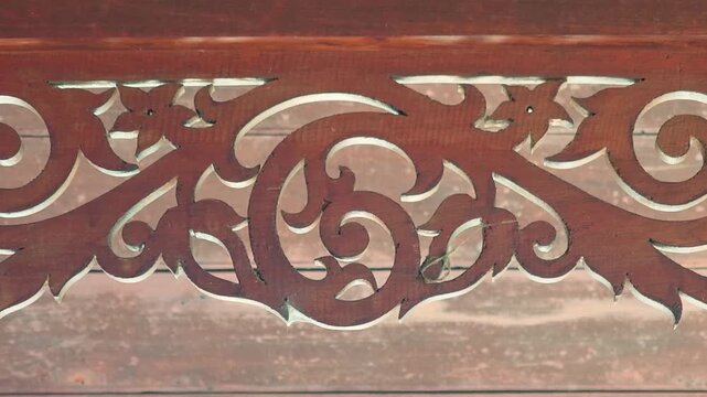 Vintage carved wood with decorative fretwork