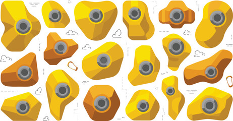 Gold Nugget and Mineral Rock Collection Featuring Raw Gold Ore Stones with Metallic Core for Mining, Geology, and Treasure Vector Set © Abul