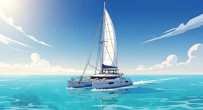 Catamaran Sailing Ocean. (2)