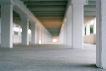 Obraz premium The Underpass Corridor of White Columns and Vanishing Perspective Toward Light