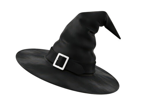 Black witch hat with buckle isolated on transparent background png