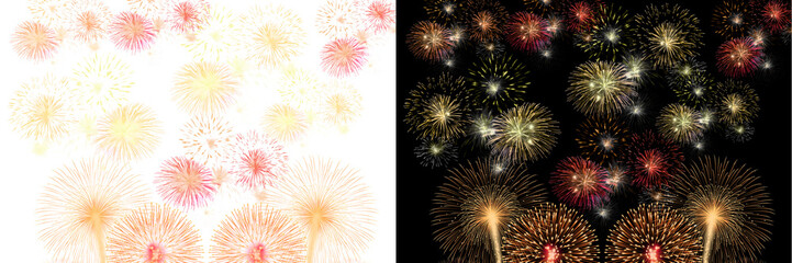 Fototapeta premium Fireworks illuminate with spectacular brust on the dark and light background 