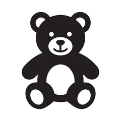 Fototapeta premium Cute stuffed teddy bear toy icon vector graphic with childhood silhouette innocence creature character