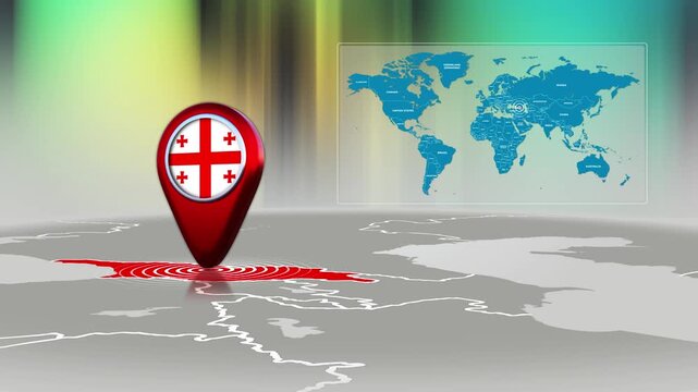 Georgia World Map Pin Location Background Loop 4k