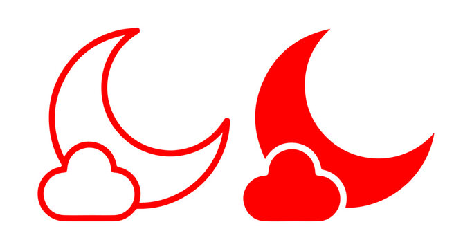 moon with cloud icon outline and solid style night sky weather symbol modern minimal design png