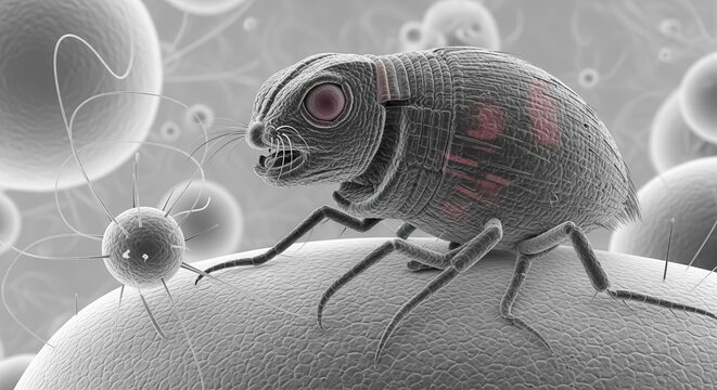 Detailed Microscopic View of an Aphid Insect