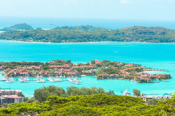 Fototapeta premium Panoramic View of Eden Island, Mahé, Seychelles