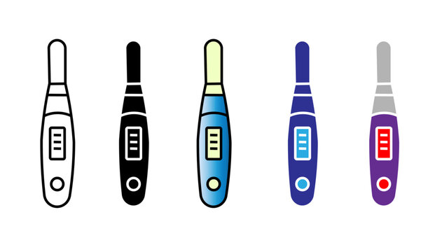 Digital thermometer icon set vector isolated on white background. Medical temperature measurement concept.