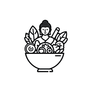 Buddha meditating with hands in prayer on lotus flower