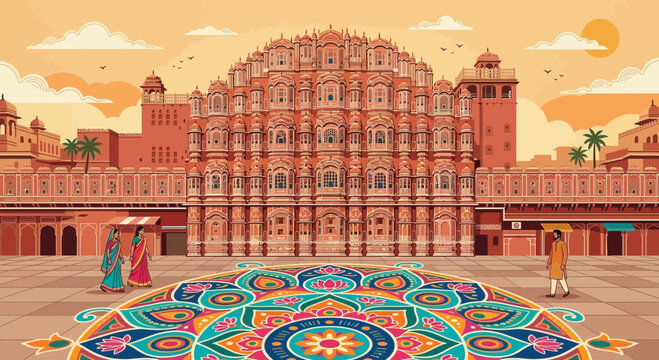 Independence day india celebration at an ornate historic palace