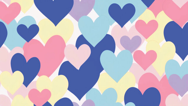 Minimalist heart pattern in pastel colors vector background 