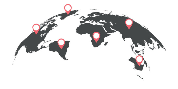 Vector world map with pointers 

