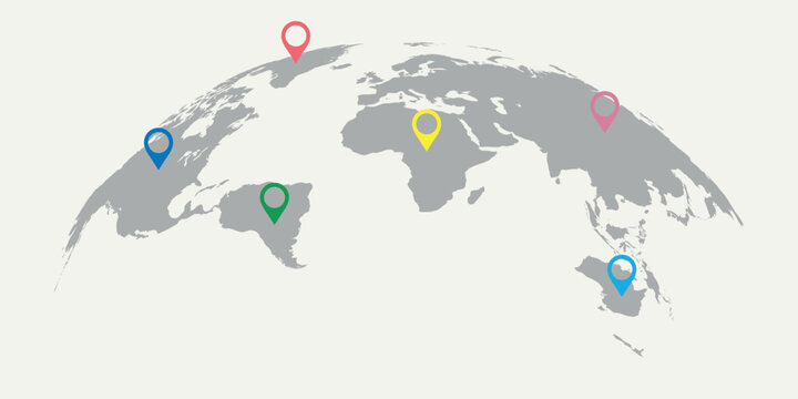 Vector world map with pointers 

